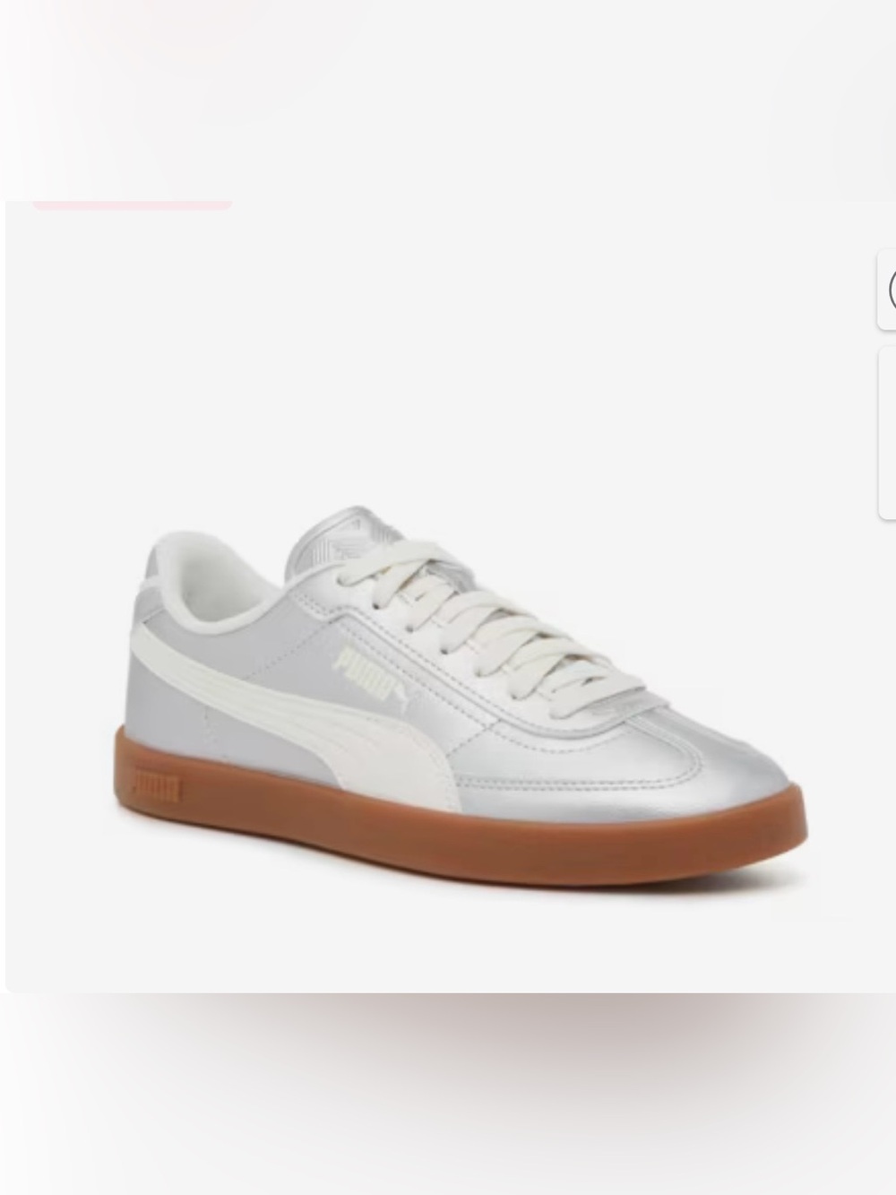 Puma Metallic Silver Low-Top Sneaker with Ivory Formstrip and Gum Sole